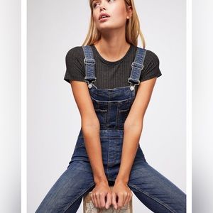 Free People 💕 Lexden Skinny Stretch Released Hem Denim Overalls - Size R 29